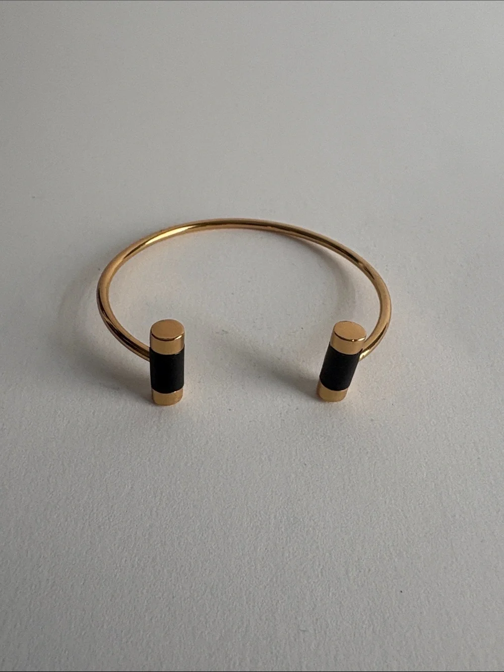 Gold Black Open Cuff Bracelet Modern Statement Women Jewelry